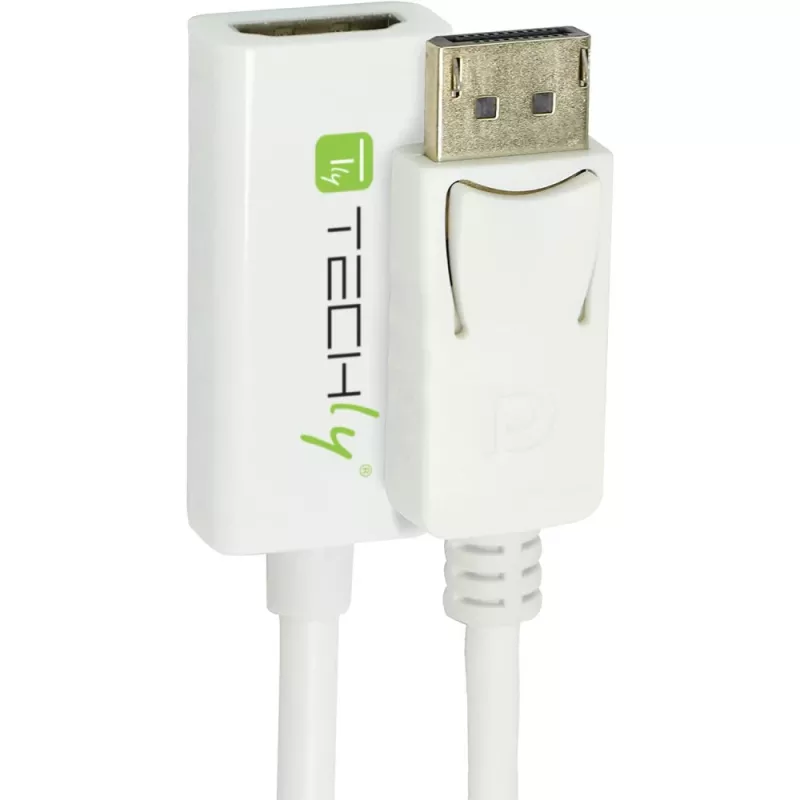 Techly DisplayPort 1.2 uros / HDMI naaras -sovitin 15 cm valkoinen IADAP DP-HDMIF2