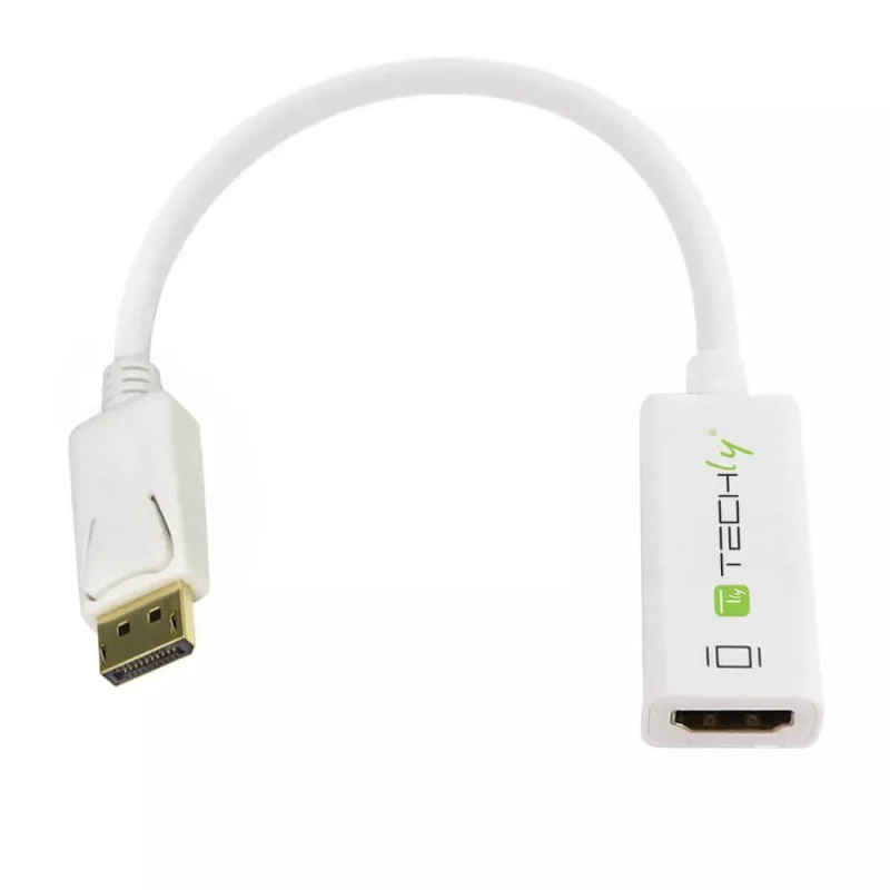 Techly DisplayPort 1.2 uros / HDMI naaras -sovitin 15 cm valkoinen IADAP DP-HDMIF2