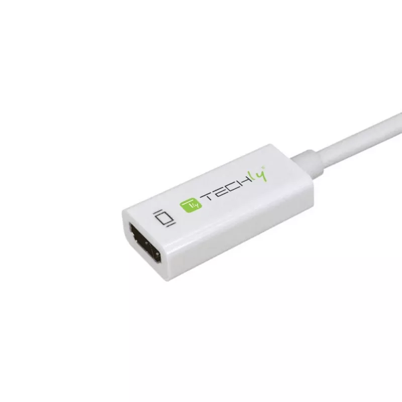 Techly DisplayPort 1.2 uros / HDMI naaras -sovitin 15 cm valkoinen IADAP DP-HDMIF2
