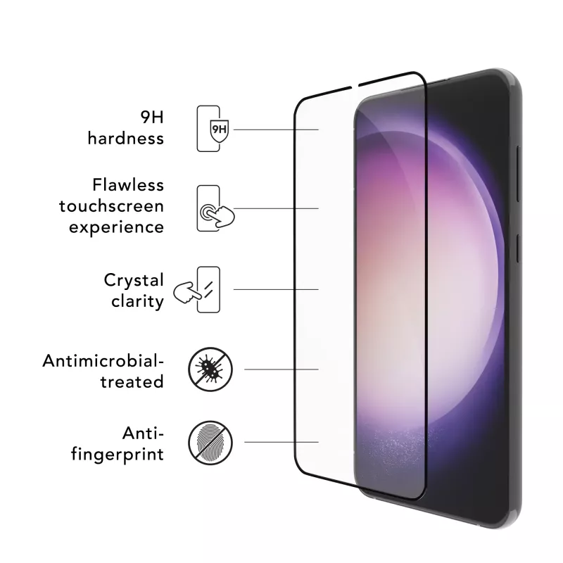 dbramante1928 eco-shield - Galaxy S23 - musta edge karkaistu näytönsuojakalvo