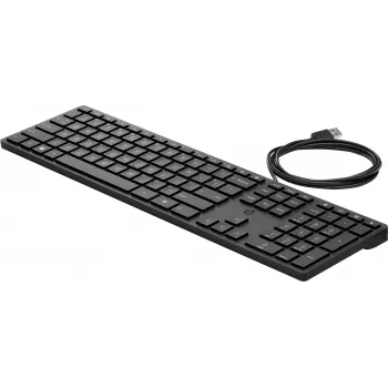 HP Wired Desktop 320K näppäimistö — täysikokoinen USB, kalvonäppäimistö, musta