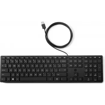HP Wired Desktop 320K näppäimistö — täysikokoinen USB, kalvonäppäimistö, musta