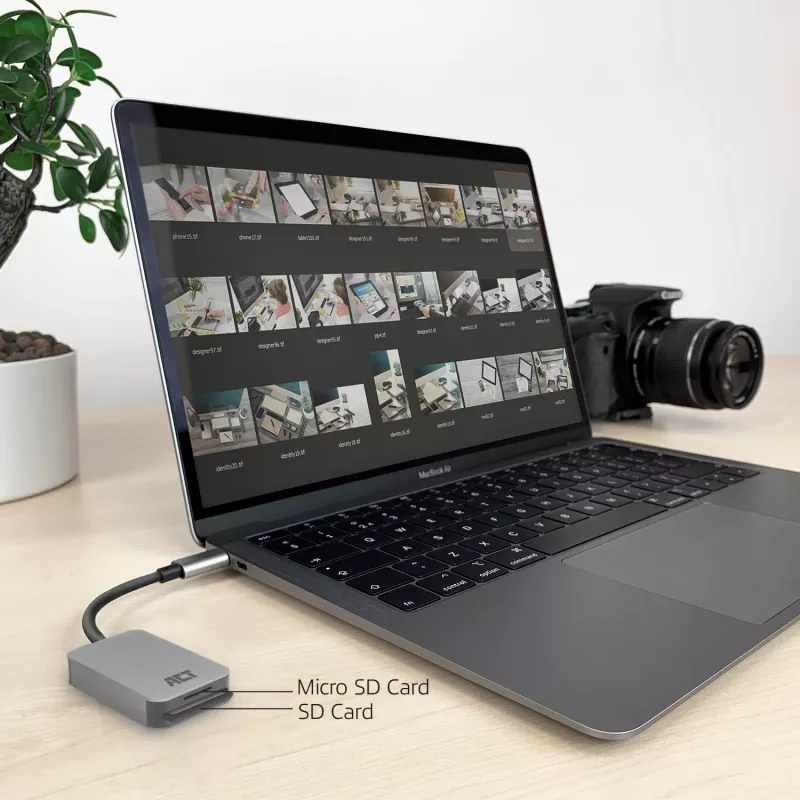 Kortinlukija ACT AC7056 USB 3.2 Gen 1 Type-C harmaa MicroSD SD