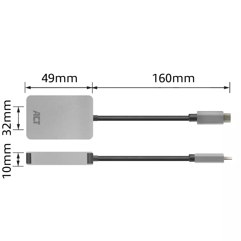 Kortinlukija ACT AC7056 USB 3.2 Gen 1 Type-C harmaa MicroSD SD
