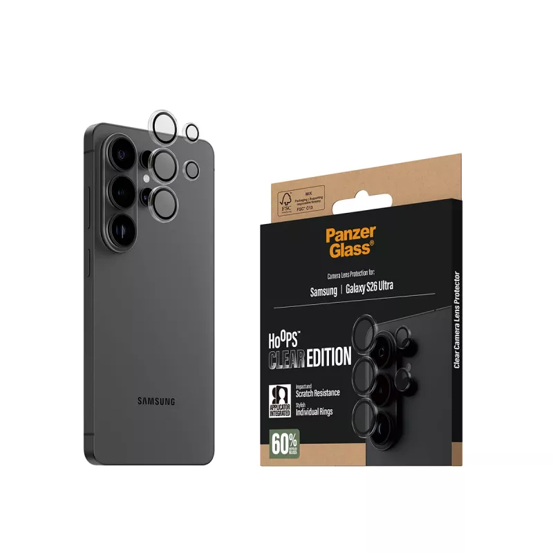 Kameraobjektiivin suojus PanzerGlass Hoops läpinäkyvä Samsung Galaxy S26 Ultralle PG34551