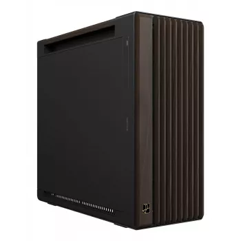 PC-kotelo ASUS ProArt PA602 Wood Edition Midi Tower — musta & puu, tukee ATX/EATX, 2x200 mm edessä, 1x140 mm takana