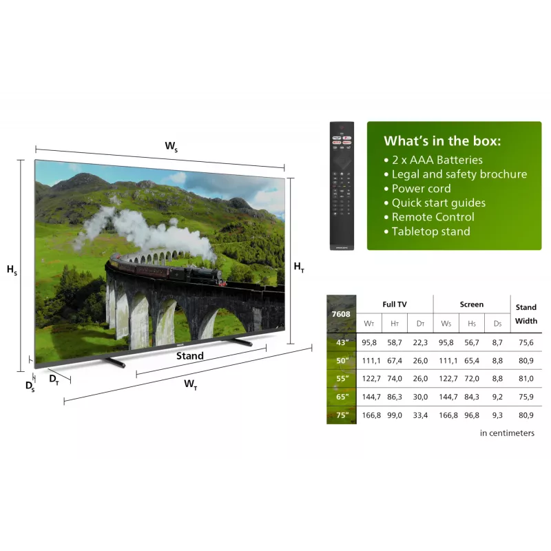 Philips 75PUS7608/12 7600-sarjan LED-televisio 189 cm (75") 4K UHD (2160p) älytelevisio