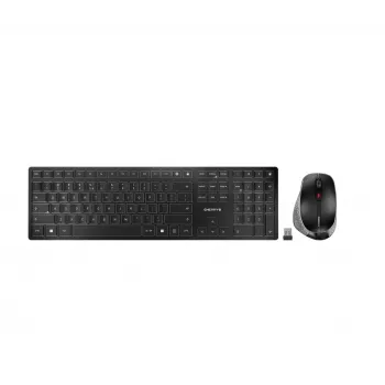 CHERRY DW 9500 ohut näppäimistö ja hiiri sisältyvät yleiskäyttöinen RF Wireless + Bluetooth AZERTY belgialainen musta, harmaa