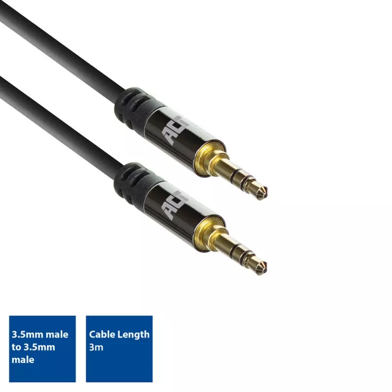 ACT 3 metrin laadukas stereoääniliitäntäkaapeli 3,5 mm plugi - plugi