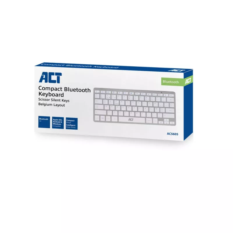 ACT kannettava Bluetooth-näppäimistö Azerty/BE-asettelu langaton valkoinen 75%