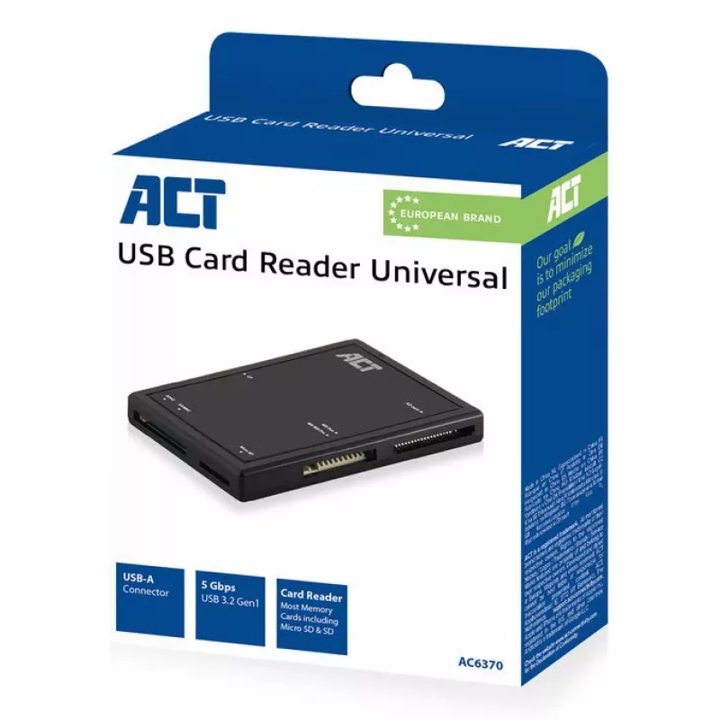 ACT USB 3.0 -kortinlukija AC6370 CF MMC MS Duo MicroSD SDHC musta
