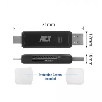 Kortinlukija ACT USB-C/USB-A 3.0 musta