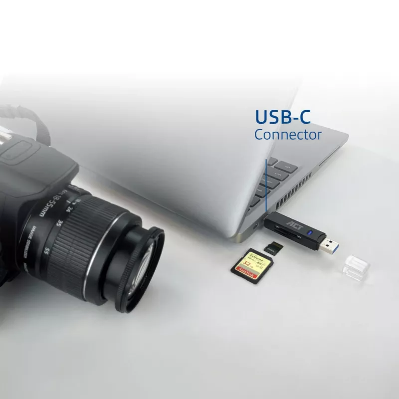 Kortinlukija ACT USB-C/USB-A 3.0 musta