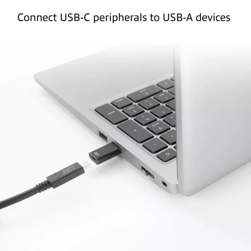 USB-A-plugi USB-C-liitäntään -adapteri ACT AC7376 musta