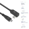 ACT USB 3.0 10Gbps 60W USB Type-C (suora) - USB Type-C (vasen/oikea kulma) -kaapeli, 0,5 metriä