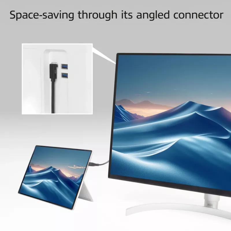 ACT USB 3.0 10 Gbit/s 60 W USB Type-C (suora) - USB Type-C (ylös/alas kulma) -kaapeli, 0,5 metriä