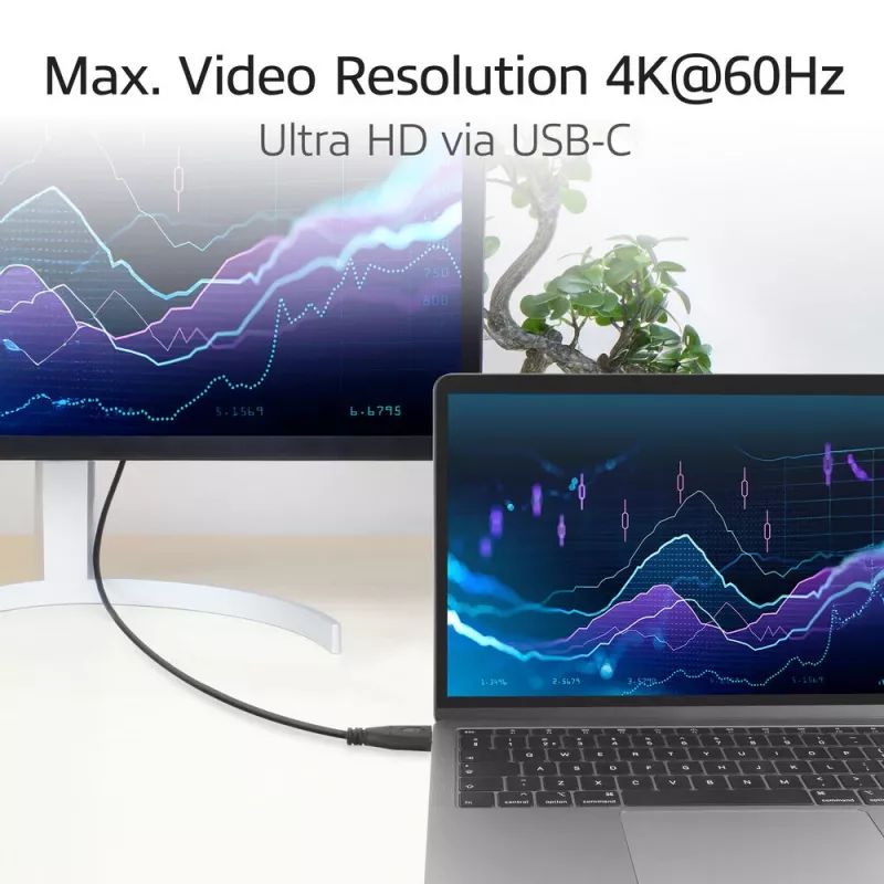 ACT USB 3.0 10Gbps 60W USB Type-C (suora) - USB Type-C (ylös/alas kulma) -kaapeli, 2 metriä