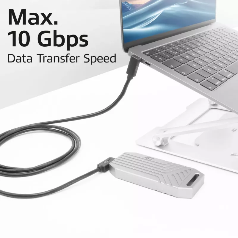ACT USB 3.0 10 Gbit/s 60 W USB Type-C (vasen/oikea kulma) - USB Type-C (ylös/alas kulma) -kaapeli, 1 metri