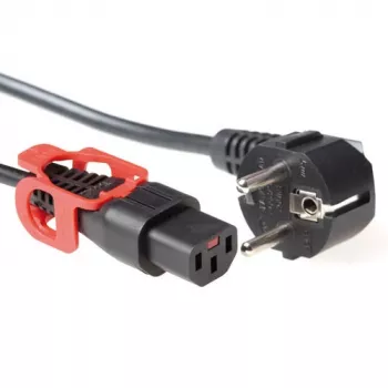 ACT virtajohto CEE 7/7 plugi (kulma) - C13 IEC Lock+ musta 2 m, EL332S