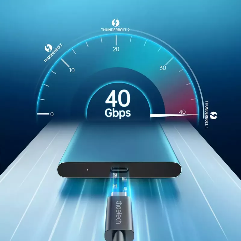 USB-C–USB-C Thunderbolt 4 -kaapeli CHOETECH — 40 Gbit/s, 100 W latausteho