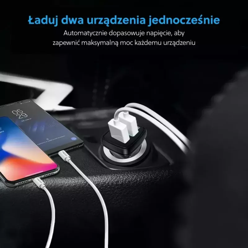 Virtalähde CHOETECH C0051 dual USB-A 36W QC3.0, musta