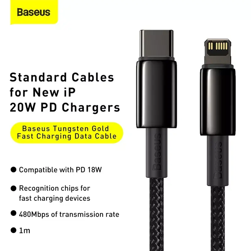 Kaapeli Baseus Tungsten Gold 1 m musta Lightning - USB C