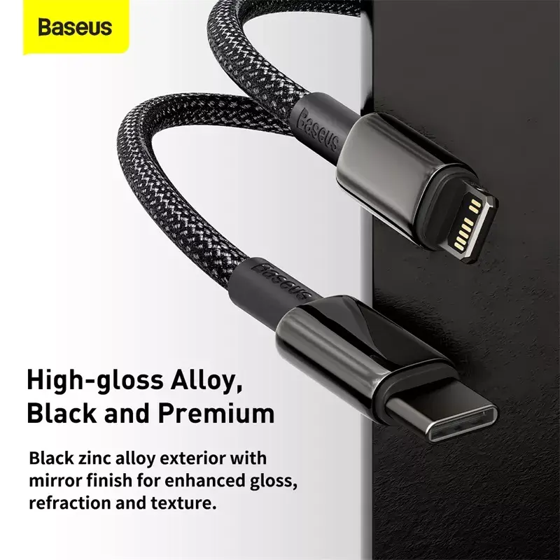 Baseus Tungsten Gold -kaapeli 2 m musta Lightning USB-C