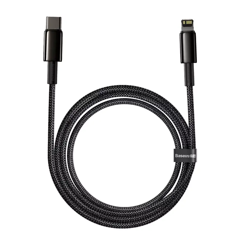 Baseus Tungsten Gold -kaapeli 2 m musta Lightning USB-C