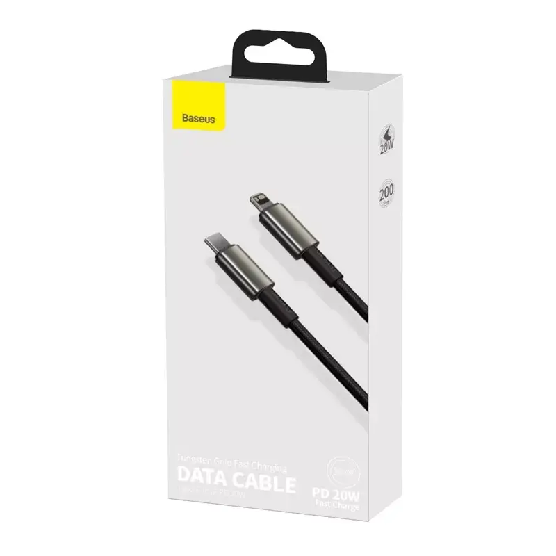 Baseus Tungsten Gold -kaapeli 2 m musta Lightning USB-C
