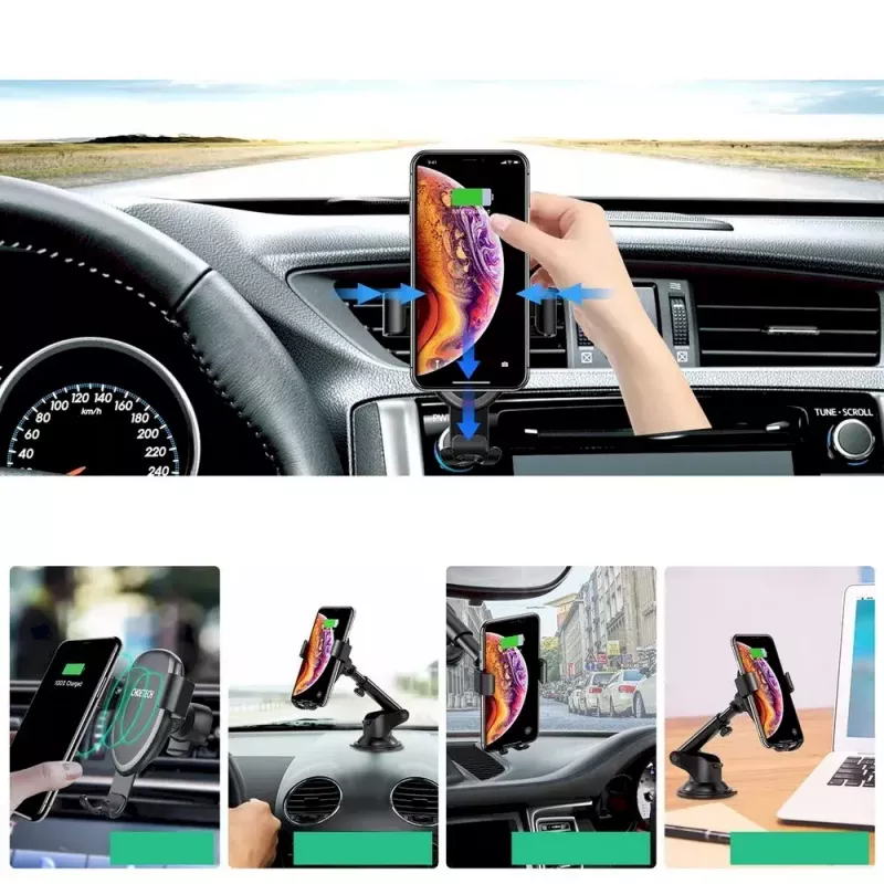 CHOETECH T536-S autoteline puhelimelle, 10W langaton lataus, kojelauta-/tuulilasikiinnitys