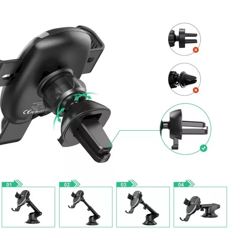 CHOETECH T536-S autoteline puhelimelle, 10W langaton lataus, kojelauta-/tuulilasikiinnitys