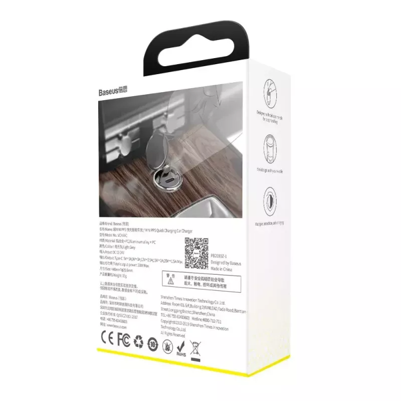 Seinä laturi Baseus VCHX-B0G 30W QC4.0- ja PD3.0-tuella