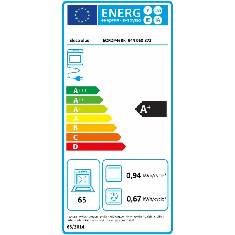 Sähköliesi Electrolux 600 SurroundCook EOFDP46BK 65 l kalusteisiin musta