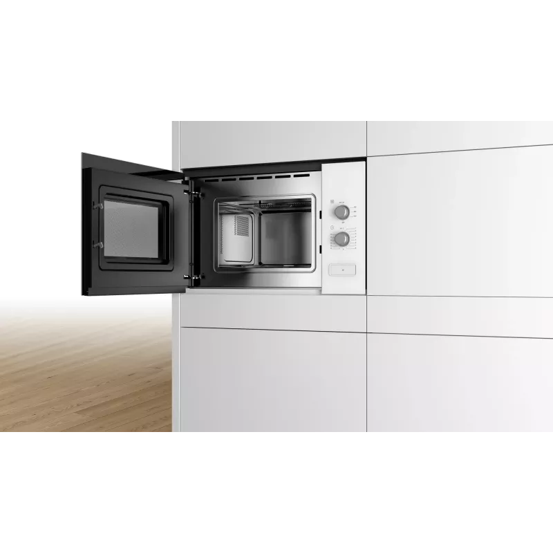 Kalusteisiin asennettava mikroaaltouuni Bosch Serie 4 BFL520MW0 – 20 L, 800 W, valkoinen