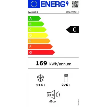 Samsung RB38C7B5C12/EF jää-pakastinyhdistelmä vapaasti seisova valkoinen