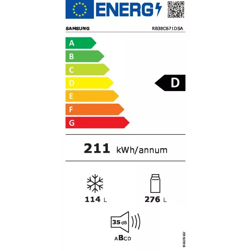Samsung RB38C671DSA vapaasti seisova jääkaappi 390 L hopea