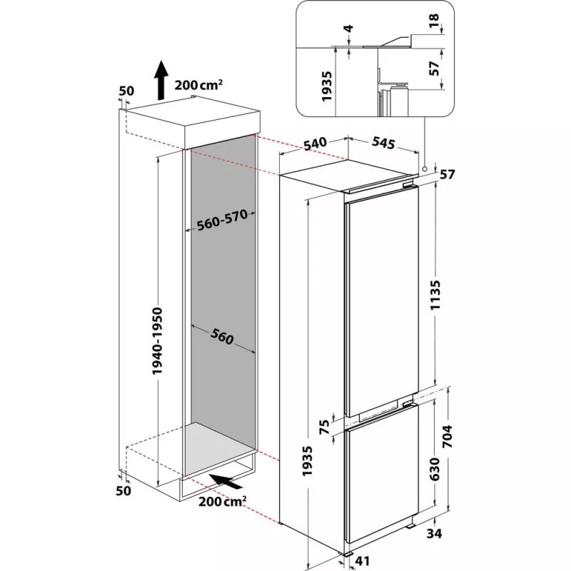 Whirlpool WHC20 T352 kalusteisiin asennettava 280 L