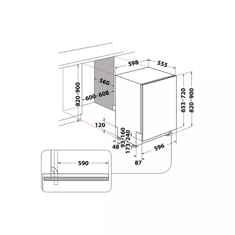 Whirlpool MaxiSpace W8I HT58 T täysintegroitu 14 astiastoa
