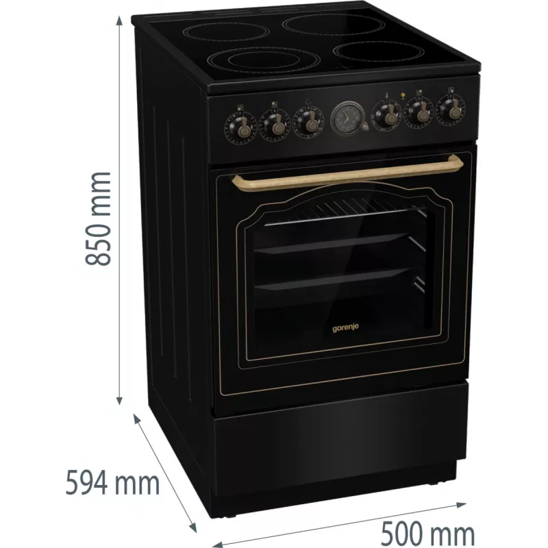 Gorenje GECS5B70CLB vapaasti seisova liesi sähkökeramiikkakeittotasolla musta