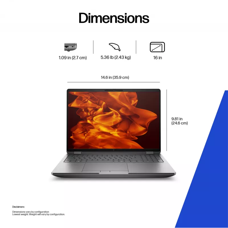 Kannettava HP ZBook Fury 16 G1i 16 inch Intel Core Ultra 7 32GB RAM 1TB SSD RTX PRO 2000 Win 11 Pro