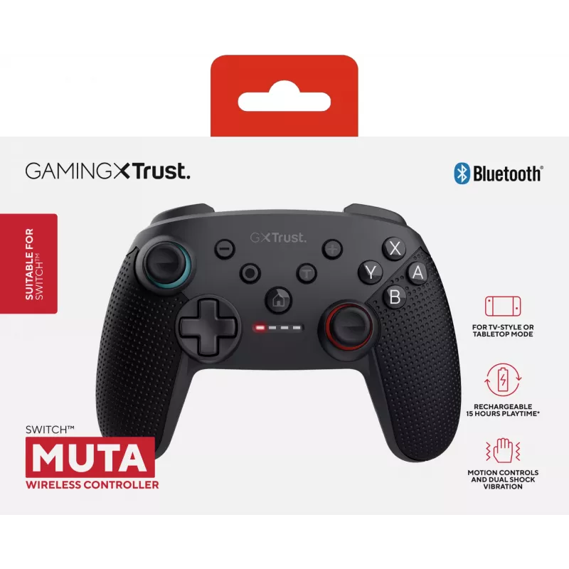 Trust GXT 1246 MUTA musta Bluetooth-peliohjain analoginen / digitaalinen Nintendo Switch, Nintendo Switch Lite, Nintendo Switch OLED