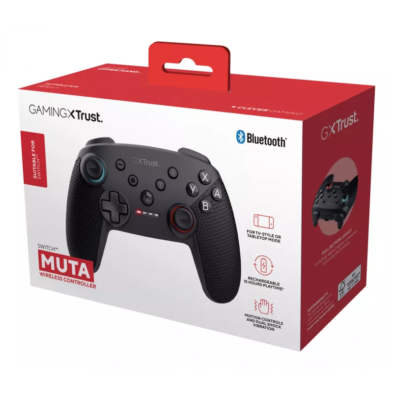 Trust GXT 1246 MUTA musta Bluetooth-peliohjain analoginen / digitaalinen Nintendo Switch, Nintendo Switch Lite, Nintendo Switch OLED