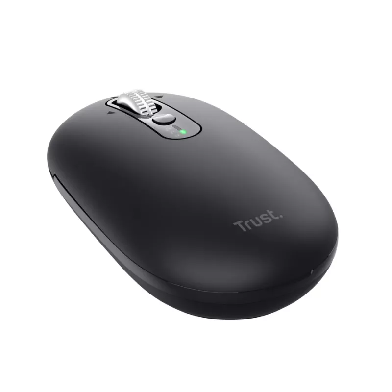 Hiiri TRUST Seron ohut Multi — molempikätinen toimistohiiri, optinen 3200 DPI, RF Wireless + Bluetooth, 7 painiketta, musta