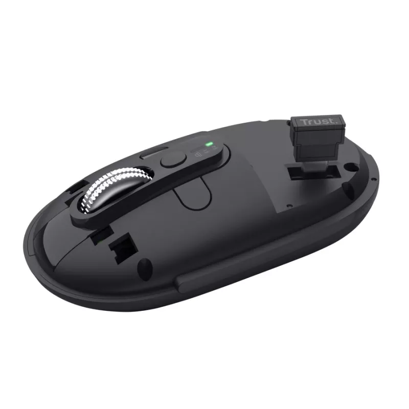 Hiiri TRUST Seron ohut Multi — molempikätinen toimistohiiri, optinen 3200 DPI, RF Wireless + Bluetooth, 7 painiketta, musta