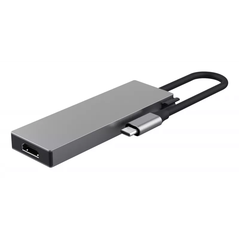 USB Type-C-keskitin TRUST 26062 — HDMI + USB 3.2 Gen 1 Type-A & Type-C, harmaa, 5 liitäntää