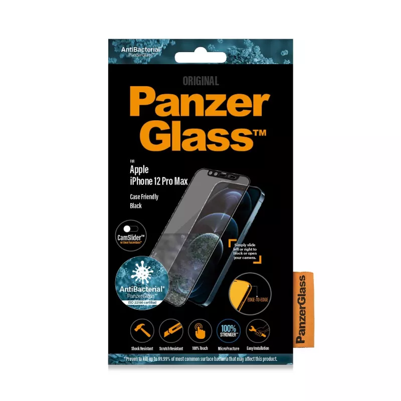 PanzerGlass ® CamSlider® näytönsuojakalvo iPhone 12 Pro Max | reunaton