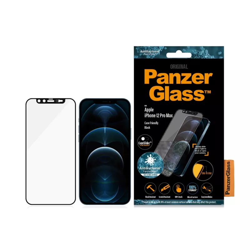 PanzerGlass ® CamSlider® näytönsuojakalvo iPhone 12 Pro Max | reunaton