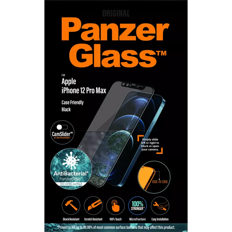 PanzerGlass ® CamSlider® näytönsuojakalvo iPhone 12 Pro Max | reunaton