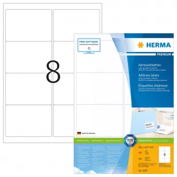Osoitetarrat HERMA Premium A4 99,1x67,7 mm 800 kpl