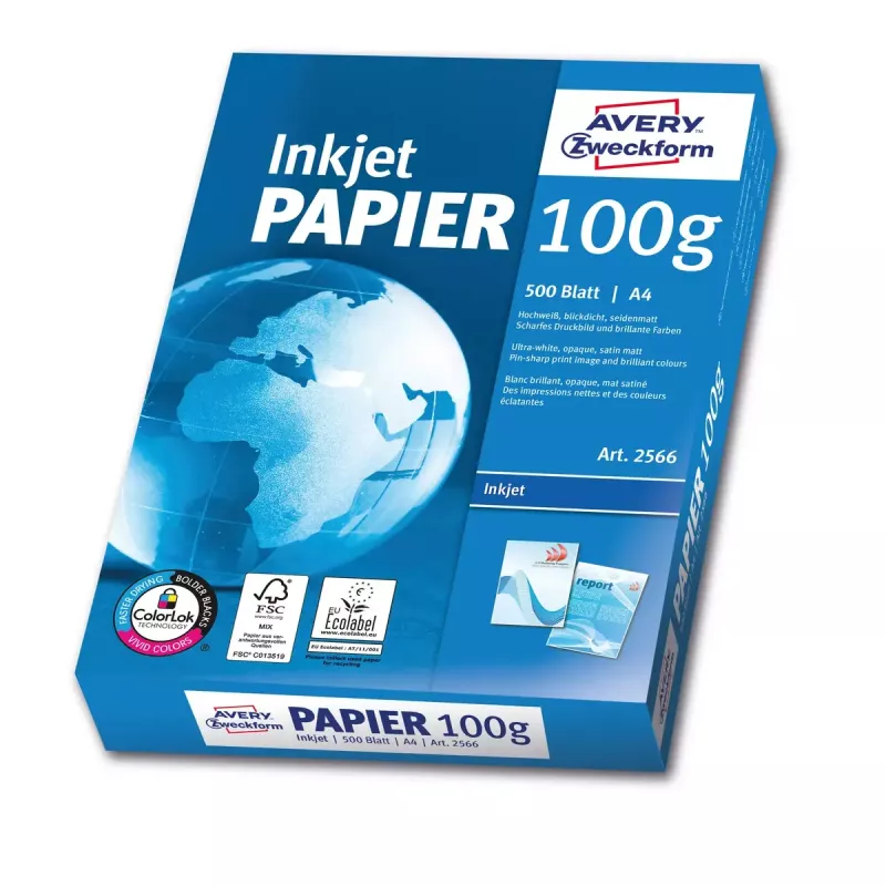 Tulostuspaperi A4 Avery Bright White Inkjet 500 arkkia